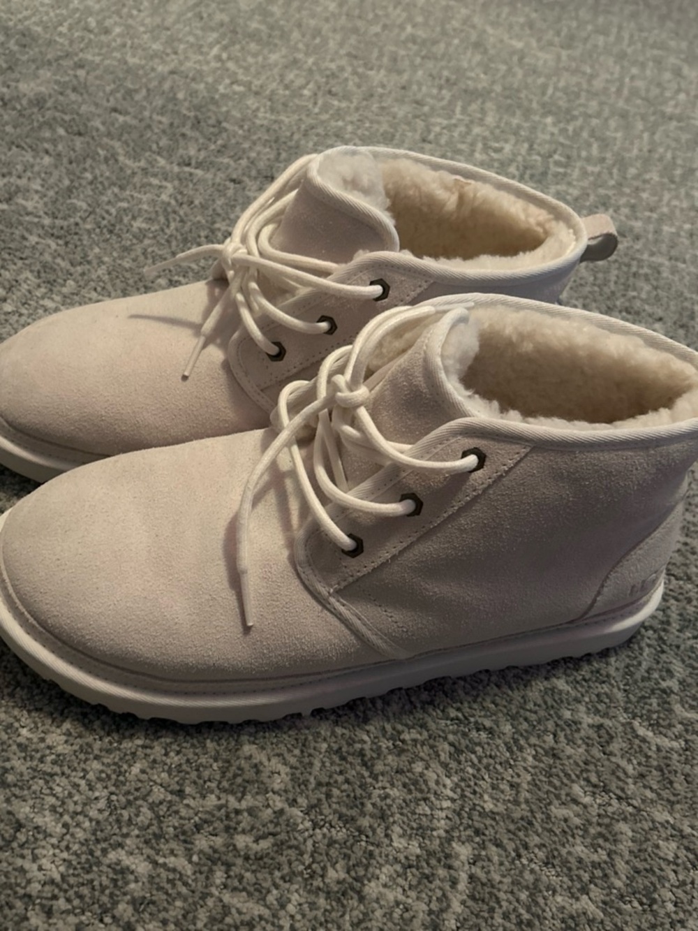 UGG Men and Women Lace-Up Fur-Lined Boots in Light Cream